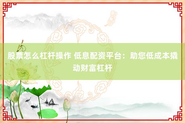 股票怎么杠杆操作 低息配资平台：助您低成本撬动财富杠杆